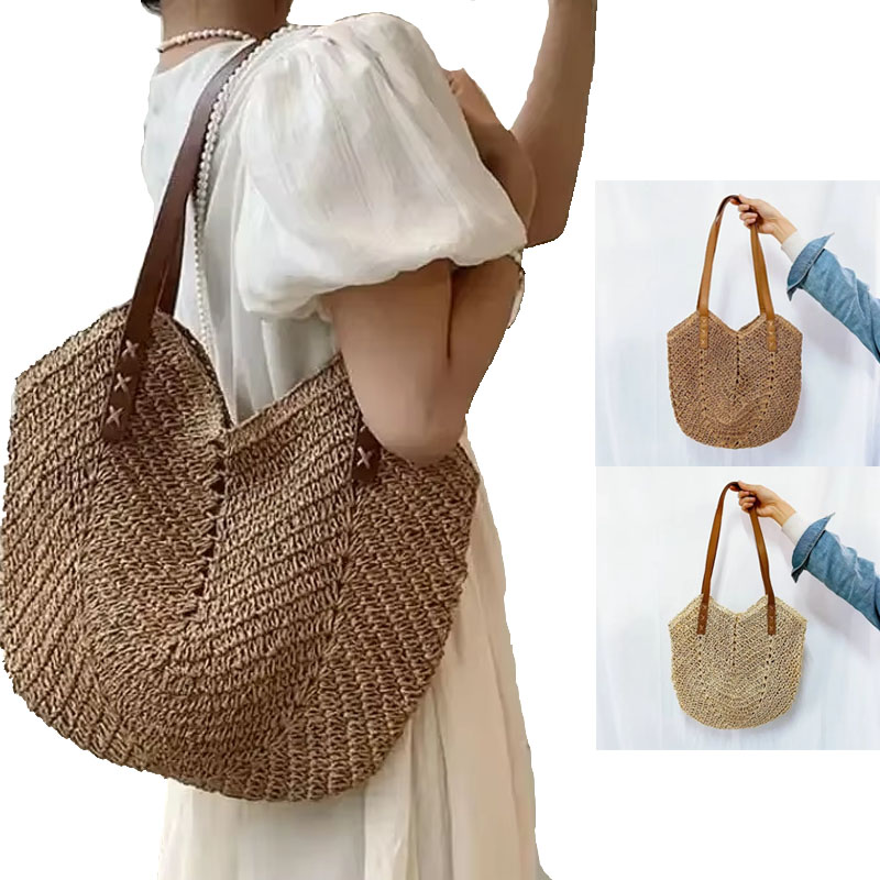 Crochet Bag Raffia - 2026 Summer Handle Bag Hollow Raffia