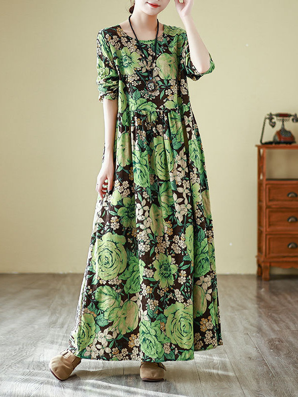 Spring New Style round Neck Lo - Linen Dress Wrap ulasan dan harga