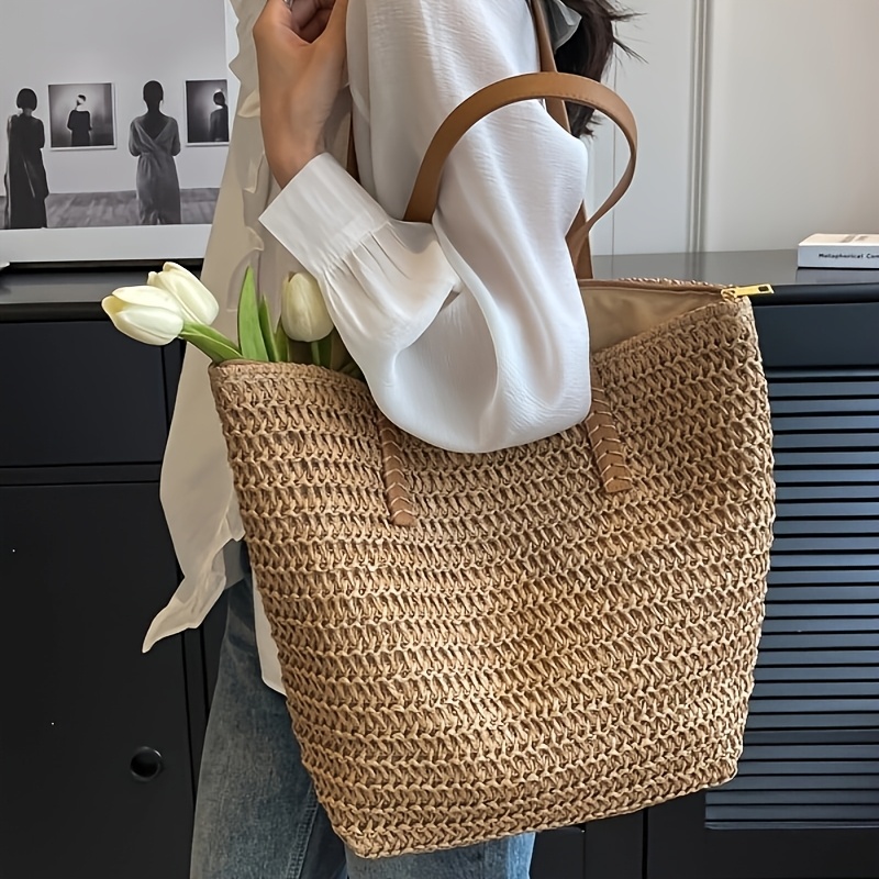 Fashionable and Versatile Wome - Crochet Bag Raffia ulasan dan harga