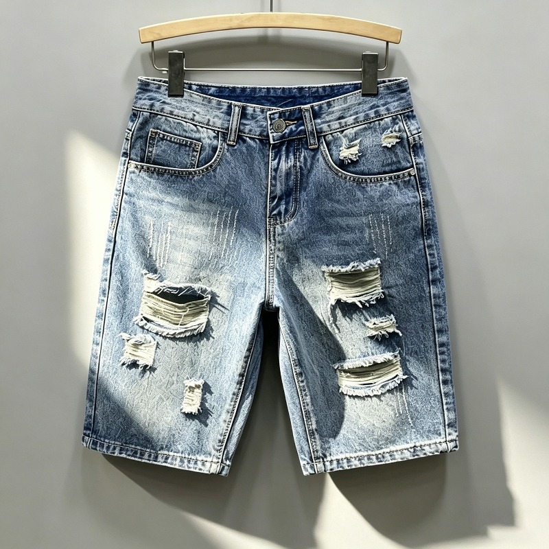 Men Korean Style Distressed De - Shorts Denim Frayed ulasan dan harga