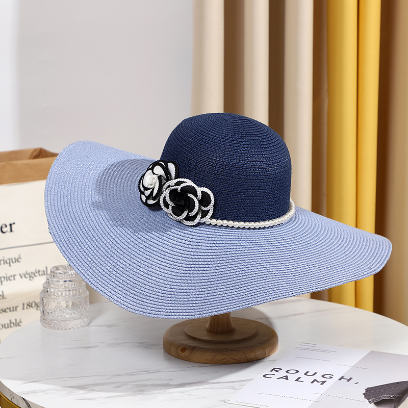 Two Tones Wide Brim Summer Hat - Hat Floppy Wide ulasan dan harga