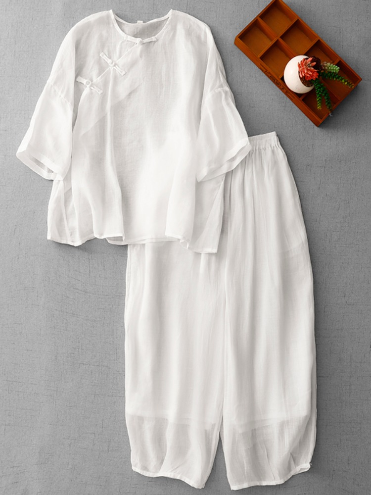 New Chinese Zen Style Women's  - Linen Pant Wide ulasan dan harga