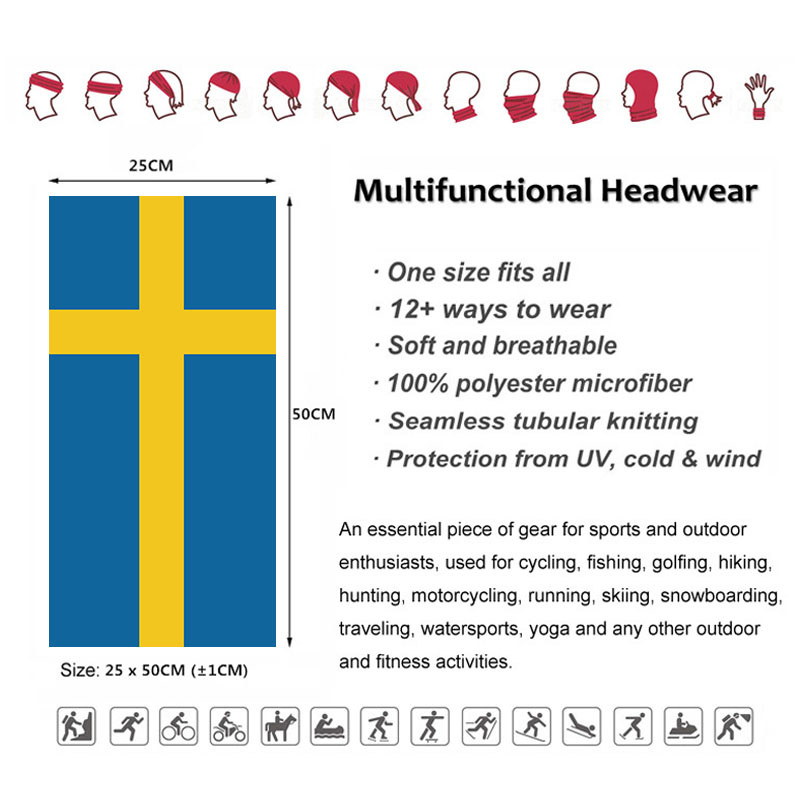 Sweden Flag Printed Bandana He - Headband Summer Knit ulasan dan harga