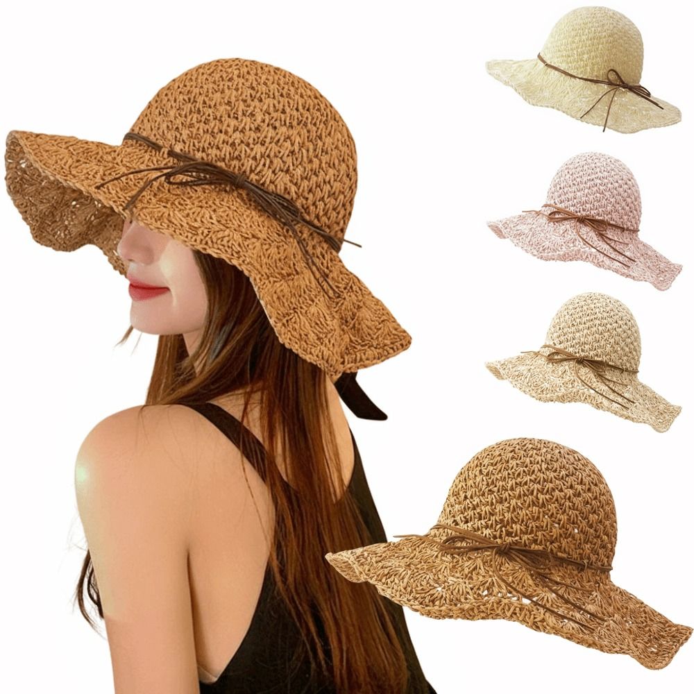 Handwoven Crochet Straw Hat Wi - Hat Floppy Wide ulasan dan harga